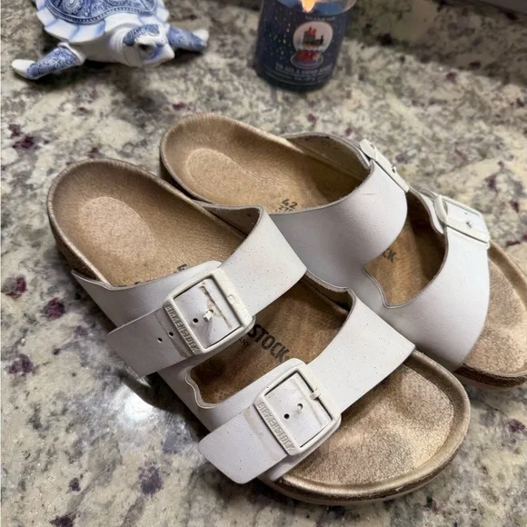 Birkenstock White Double Strap Sandals - Picture 2 of 9
